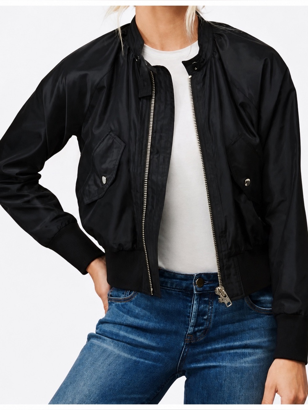 Free People Midnight Bomber Jacket In‎ Black